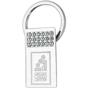 Pinemax - Rectangle Shape High Polish Metal Key Holder With Crystal Accents