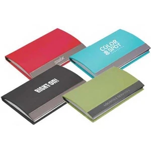 Pinemax - Black - Faux Leather Business Card Holder With Curve And Magnetic Closure