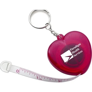 Key Rule - Heart Shaped Cloth Tape Measure With Split Key Ring. 60"/150 Cm