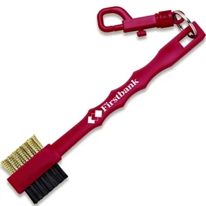 Golf Brush Ii - Nylon And Brass Golf Brush With Split Ring And Spring Clip