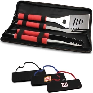 Metro Bbq Tote - Black - Bbq Tool Set With Silicone Handles In An Easy-to-carry Tote With Strap