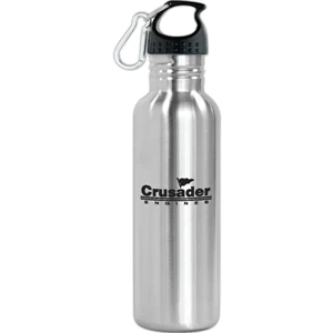 Oakley - 25 Oz Stainless Steel Sports Bottle. 1 3/4" Wide Mouth. Includes Carabiner Clip
