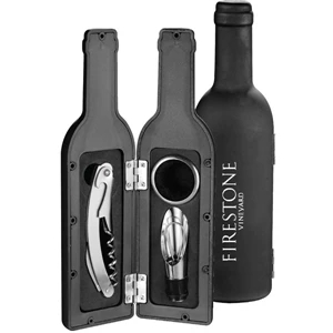 Brisbane - Corkscrew, Drip Ring And A Wine Pourer In A Rubberized Finish Wine Bottle Case
