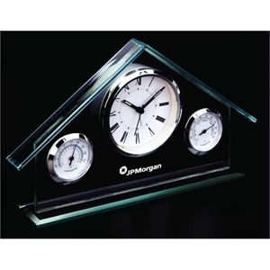 Weather Station - Alarm Clock, Hygrometer And Thermometer. Chrome Bezels