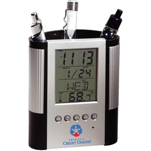 Cornell - Desk Caddy. Convenient With Pen Holder, Digital Clock, Calendar And Thermometer