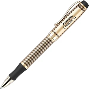 Mandarin - Heavy Weight Brass Construction Ballpoint Pen. Unique Grid Pattern