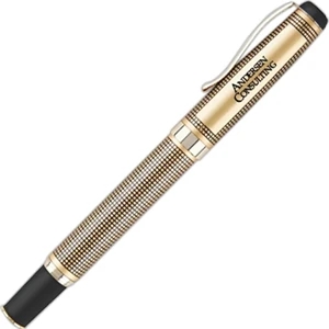 Mandarin - Heavy Weight Brass Construction Cap-off Rollerball Pen. Unique Grid Pattern