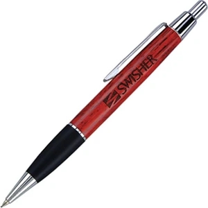 Wilshire Timber - Click Action Ballpoint Pen, Wood Barrel With Soft Rubber Grip And Shiny Chrome Trim