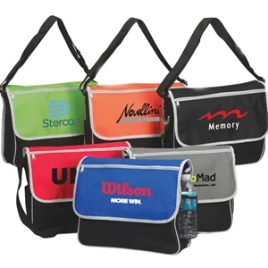 San Diego - Briefcase. Side Mesh Pocket And Velcro Closure. Front Zippered Pocket