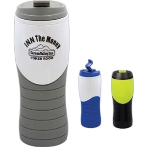 Amplitude - 16 Oz. Tumbler, Double Wall With Pop-up Lid That Latches Open Or Shut, Grip Area