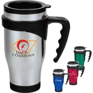 Symphony - Stainless Steel Travel Mug With Plastic Liner, Diamond And Silver Ring Details