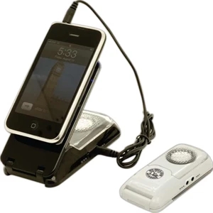 Cell Phone Speaker With Call Indicator Light. Rubberized Grip Padding For Docking