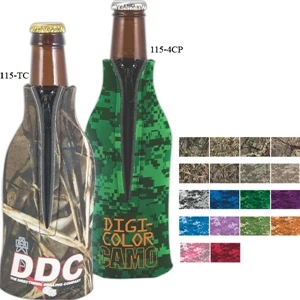 Coolie (tm) - Camouflage Zippered Bottle Insulator, 1/8" Thick High-density Scuba Foam
