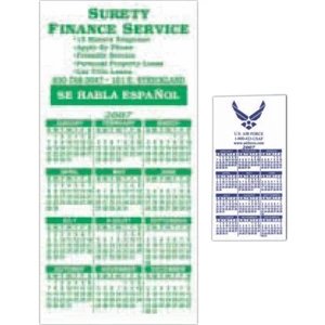 Calendar/schedule Magnet, Flexible Vinyl Protected With A Plastic Coating 2" X 4"