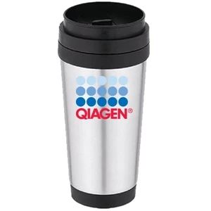 Stainless Steel Outer/plastic Inner 16 Oz. Travel Mug With Screw On Thumb Slide Lid