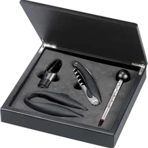 Trento - Wood Box With Cork Remover, Wine Pourer, Thermometer And Foil Cutter