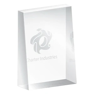5 Working Days - Etched Imprint Vertical Crystal Weight, 2 1/4" X 3 1/8"