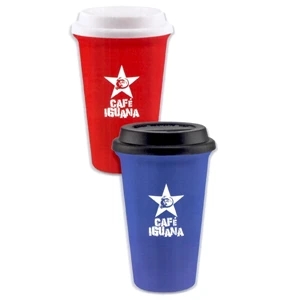 Barista - 5 Working Days - Double Wall Porcelain Cup With Silicone Lid, 11 Oz
