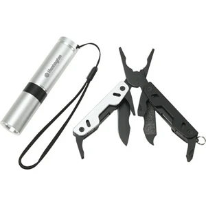 Tool Zone (tm) Duo (r) - Black - Two Tone Multi-tool Set With Flashlight