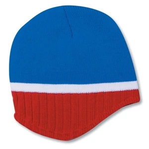 100% Acrylic Knit Beanie With Trim And 100% Polyester Fleece Lining. Blank