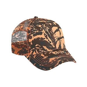 Structured Low Profile Cotton Twill Pro Style Camouflage Cap With Mesh Back. Blank