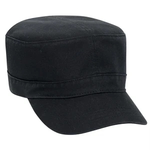 Cotton Twill Military Style Cap With Adjustable Hook And Loop Closure. Blank