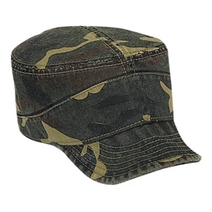 Garment Washed Cotton Twill Military Style Camouflage Cap With Soft Visor. Blank