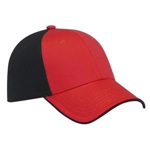 Two Tone Six Panel Low Fitting Pro Style Cap With Flipped Edge Visor. Blank