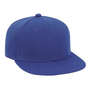 Wool Blend Solid Color Pro Style Flat Visor Cap With Firm Front Panel. Blank