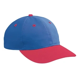 Two Tone, Unstructured Six Panel Pro Style Cap With Plastic Snap Closure. Blank