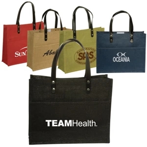 Eco-responsible (tm) Pensacola - Jute Tote With Front Pocket And Velcro Closure