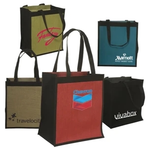 Eco-responsible (tm) - Jute/non-woven Shopping Tote With Cardboard Reinforced Bottom