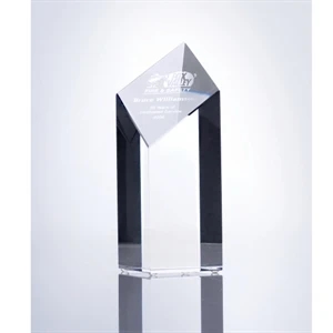 Tobago - 9" X 3 3/8" X 2 3/8" - Distinctive Crystal Diamond Shaped Tower Award With Slanted Front