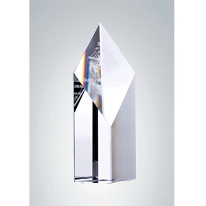 Delfina - 8" X 4" X 2" - Distinctive Crystal Tower Award With Diamond Shaped Top