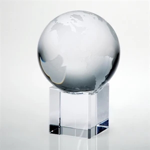 Universe - 3 5/8" X 2 3/8" X 2 3/8" - Crystal Globe Award On Clear Base