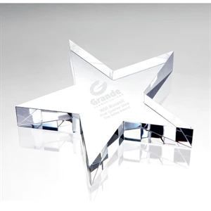 Novae - 3/4" X 4" X 4" - Upright Star Shaped Paperweight In Optical Crystal