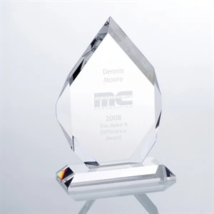 Phoenix - Optical Crystal Tabletop Plaque Award With Faceted Sides On Crystal Base
