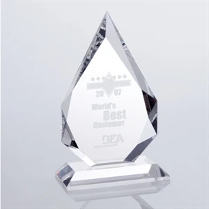 Prestige Flame - 6 3/4" X 4" X 3" - Optical Crystal Tabletop Plaque Award On Bevel Cut Base