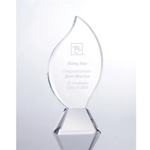 Flame - 9 7/8" X 3 7/8" X 1 7/8" - Optical Crystal Tabletop Plaque Award