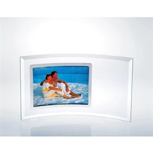 5 1/2" X 12" X 3/16" - Curved Jade Glass Horizontal Stainless Photo Frame