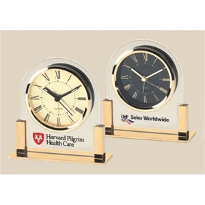 Acrylic And Gold Color Finish Classic Quartz Alarm Clock Set In Clear Acrylic Panel