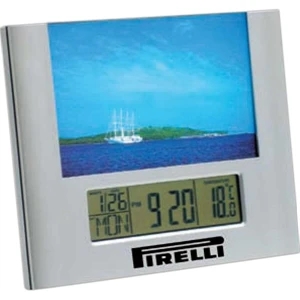 Digital 1" Lcd Display Clock, Perfect For Desk Or Nightstand. Holds 6" X 4" Photo