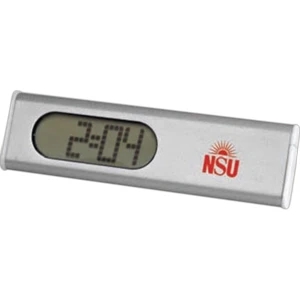Slim & Trim - Digital Alarm Clock, Metal Foldout Stand On Back To Support The Clock