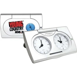 Live Action Dual Time Alarm Clock With Snooze Function And Dial-lighting