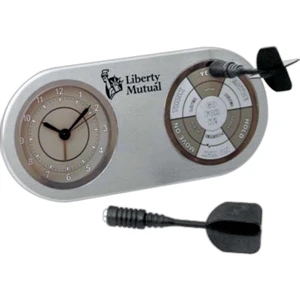 Magnetic Dart Board Clock With Brushed Aluminum Finish, Two Magnetic Darts