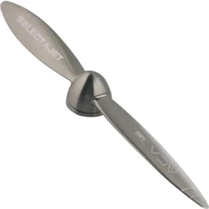 Metal Letter Opener With Heavy Zinc Alloy Brushed Finish And Spinning Base