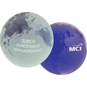 3" Frosted Glass World Globe Paperweight With Clear Continents And Frosted Oceans
