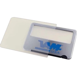 Stainless Steel Lighted Card Size Magnifier With Heavy Brushed Metal Case