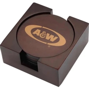 Arbon - 4 Piece Wooden Coaster Set With A Timeless Look Comes With A Lay-flat Base