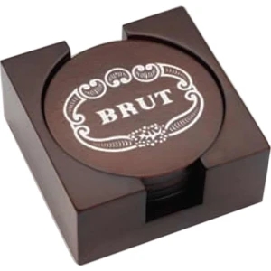 Arbon - 4 Piece Wooden Coaster Set With A Lay-flat Base, 3 1/2" Coasters